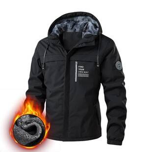 Foreign trade men's jacket outdoor assault clothing autumn and winter fleece-lined hooded jacket men's solid color jacket coat wholesale