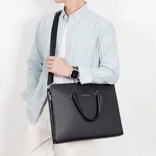 Men's genuine leather business briefcase, large-capacity cowhide handbag, laptop briefcase, lawyer's bag, top-layer cowhide