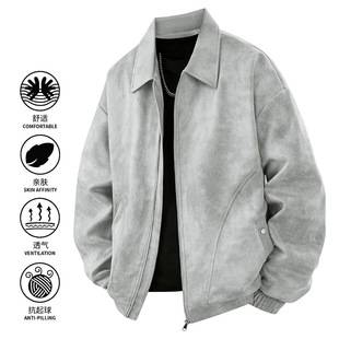 Vintage American-Style Workwear Pu Leather Jacket for Men, Spring and Autumn Season, Trendy Brand, Stylish Casual Leather Coat
