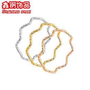18K Gold Niche Ultra-Fine Wave Titanium Steel Ring Hemp Texture Joint Ring Plain Ring Crushed Ice Ring Tail Ring