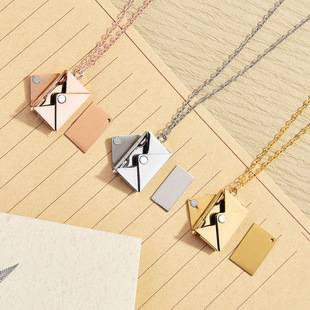 Cross-Border New Titanium Steel Ins Envelope Pendant Necklace Trendy Love Clavicle Chain Birthday Gift Couple Necklace