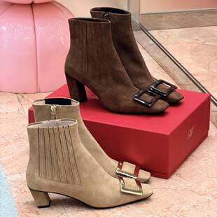 French-style RV metal buckle ankle boots, women's chunky heel, 2026 new autumn/winter fashion Chelsea ankle boots, trendy women's boots
