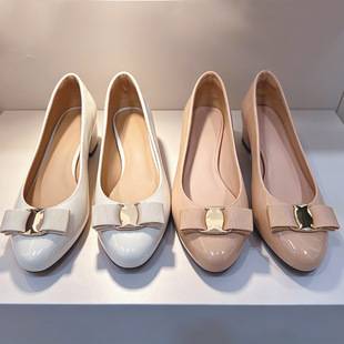 2026 New Model Mary Jane Shoes for Women, Patent Leather with Bow, Chunky Heel, Versatile for Commuting, Comfortable and Stylish