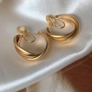 "Hong Kong Style Girl" Hong Kong Style Circle Mosquito-repellent Incense Plate Ear Clip without Ear Holes Women's Earrings Summer Earrings Vintage Earrings