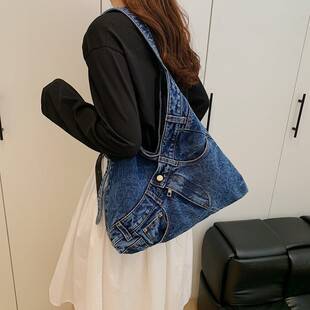 Denim Canvas Bag Women's Bag 2026 New Fashion Versatile Shoulder Bag Casual Tote Bag