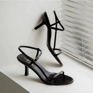 Sandals for Women 2024 New Summer Style Thin Heel One-Strap High Heels Sexy Open-Toe Korean Style Comfortable and Versatile