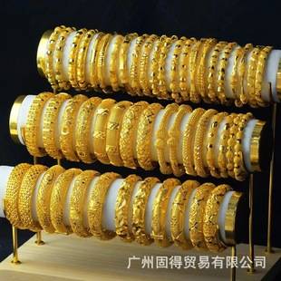 24K Gold-Plated Light Luxury Sand Gold Bracelet Dubai Wedding Bride Cross-Border Wholesale in Stock