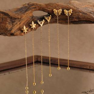Korean-Style Bowknot Earrings for Women, Fashionable Ins-Style Personality Gold-Plated Titanium Steel Earrings, Handmade Floral Ear Accessories