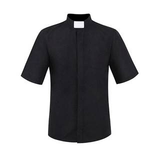 Halloween New Missionary Role Playing Shirt Priest cosplay Short Sleeve Black Shirt Spot