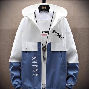 Spring and Autumn Men's Jacket Trendy Korean Style Workwear Jacket for Teenagers and Students Casual Thin Hooded Mengwei