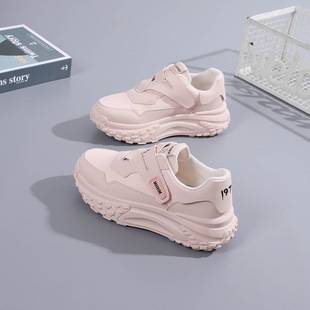 Velcro Daddy Shoes Women's Soft-Soled Sports and Casual Women's Shoes 2024 Douyin Niche Popular Leather Versatile Women's Shoes Trbottomy