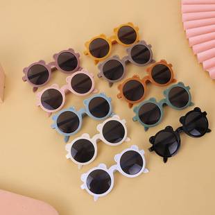 2022 New Cute Round Frame Bear Children's Sunglasses Summer Sunshade Glasses Trendy Baby Sunglasses