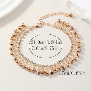 Handmade Women's Bell Tassel Anklet Exotic Organ Beach Anklet Bell Rhinestone Foot Jewelry Gold Silver Anklet