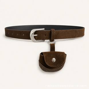 Korean-style suede small waist bag, retro belt, women's high-end accessory, perfect with jeans and skirts, 2025 new style