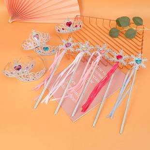 Children's Party Crown Headband Hair Accessories Little Girl Ribbon Snowflake Magic Wand Princess Wholesale Birthday Bow