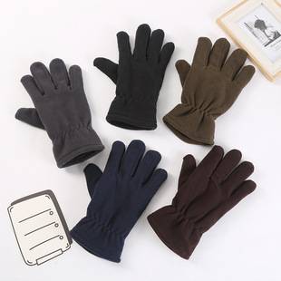 2024 New Warm Gloves Fleece Solid Color Unisex Split-Finger Windproof Cold-Proof Cycling Wholesale Winter