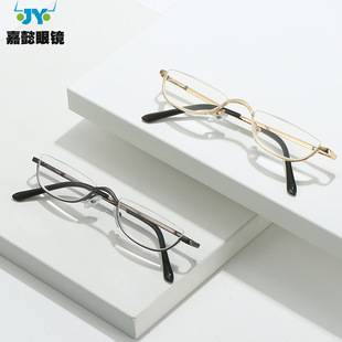 Cross-border half-frame hanging wire reading glasses manufacturers wholesale shaped semi-circular metal spring leg elderly reading glasses