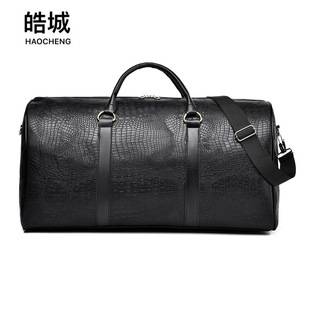 New Waterproof Large-Capacity Men's Travel Bag Trendy Crocodile Pattern Pu Luggage Bag Business Trip Work Clothing Cosmetics Bag Wholesale
