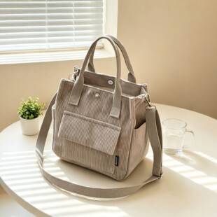 Corduroy crossbody bag for women, new simple commuter tote bag, versatile lunch bag, student shoulder bag