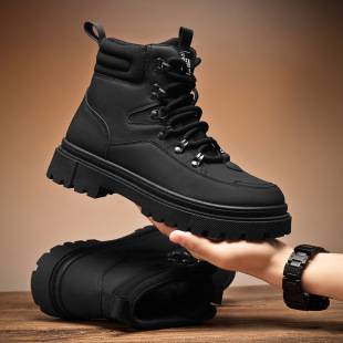 High Barrel Martin Boots Men's Winter fleece-lined Warm Cotton Shoes Workwear Boots Men's Casual Cold Resistant Snow Boots