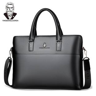 Yingbang Elderly New Genuine Leather Men's Handbag Business Briefcase First Layer Cowhide Computer Bag Shoulder Crossbody Bag
