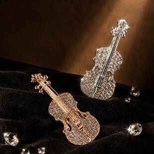 Fashionable and Personalized Violin Brooch for Women, Versatile Rhinestone Brooch, Elegant Oil-Dropping Corsage, Amazon Hot Wholesale