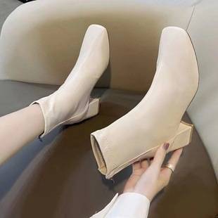 Winter Martin Zipper Style European and American Women's Thick Heel Women's Short Boots with New Style Boots and Back Boots 2025 Square Toe Women