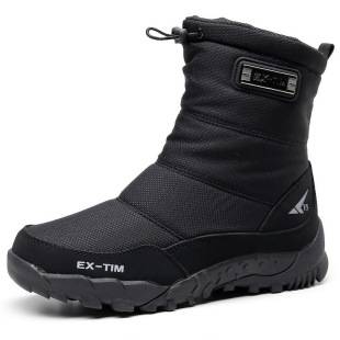 2026 Winter Couple's Snow Boots for Men, High-Top, Thickened, Warm, Fleece-Lined Cotton Shoes, Waterproof, Non-Slip, Mid-Length Boots