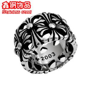 Titanium Steel Cross Casting Ring for Men, European and American Hip-Hop Style, Sweet Cool Fashion Personality Jewelry, Chrome Hearts