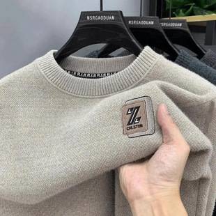 New All-In-One Men's Round Neck Velvet Thickeneded Autumn and Winter Tops Warm Bottoming Knitwears Chenille Pullover Knitwears