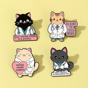 Personalized Cute Cartoon Cat Medical Care Series Badge Pin Medical Cat Nurse Brooch Clothing Backpack Decoration