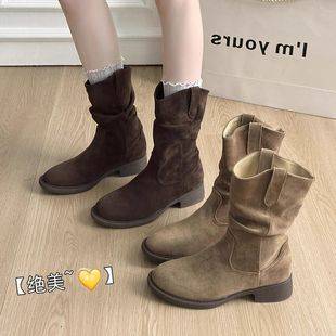Frosted Suede Pile Boots for Women 2025 Autum New Maillard Short Boots Korean Style Casual Travel Boots