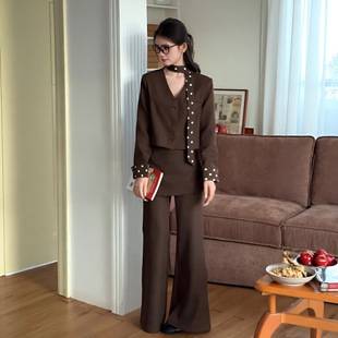 Xiaofa [Guiqiuye] 26 Autumn New Slim-Fit Commuting Casual Blazer + Skirted Pants Set for Women