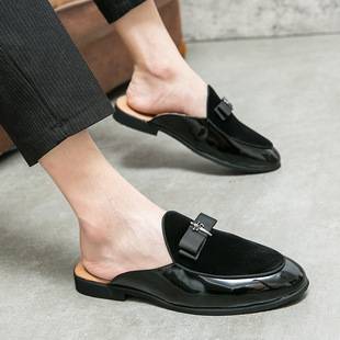 Cross-Border Summer Men's Large Size Slip-On Pointed Leather Shoes Formal Casual Shoes British Style Half-Slip Loafers Men's Shoes