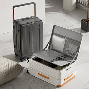 Side Opening Suitcase for Women 24inch Multifunctional Wide Trolley Case with Deep Compartment and Large Capacity 20inch Silent Wheels Suitcase for Men