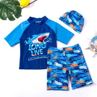 Children's Swimwear Boys' Split Middle and Big Kids Student Swimwear Hot Spring Cartoon Infant Split Sun Protection Swimwear