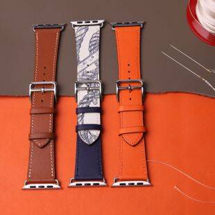 Suitable for Apple Watch Series 11 Apple Watch Strap Iwatchs10 Genuine Leather Se3 Strap Hermès