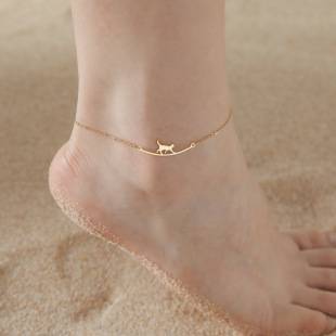 Hot sale cute walking cat anklet for women stainless steel jewelry anklet fashion beach accessories in stock wholesale