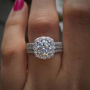 Sanjie cross-border temu new fashion ring full diamond zircon jewelry wedding simple fashion silver jewelry women