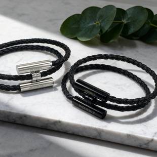Cross-Border European and American Hot-Selling Stainless Steel Bracelet, H-Style Leather Weaving, Various Colors, Geometric Style, Light Luxury Design