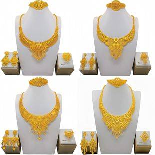 Middle Eastern Jewelry Dubai Jewelry Bridal Jewelry Set Vietnam Indian Banquet Necklace Earrings Ring Bracelet Ready in Stock