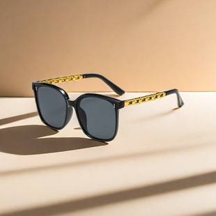 Gm Retro Square Frame Korean Fashion Sunglasses with Chain Temple, High-End Feel, Cross-Border Tiktok Xiaohongshu Influencer Sunglasses