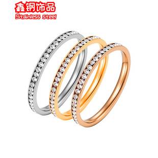 European and American Titanium Steel Baby's Breath Full Diamond Ring Non-Fading Hot Selling Stainless Steel Ring Jewelry Manufacturer Supply
