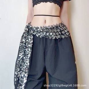 New Jazz Dance Starry Sky Tassel Dance Waist Accessory K-Pop Waist Scarf Street Dance Trendy Waist Scarf Waist Chain