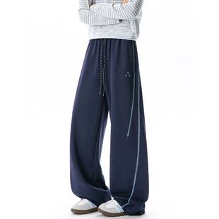 Han Lu | Lightweight Sports Sweatpants for Men, Autumn Style, Color-Blocked with Visible Stitching, Straight-Leg, Loose Casual Pants, High Street Fashion Brand Long Pants.