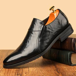 2025 Spring New Men's Leather Shoes Men's Slip-on Business Casual Shoes Pointed High-end British Dress Shoes