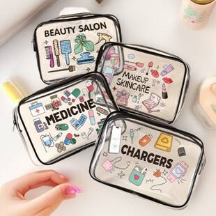 Cosmetic Storage Bag, Travel Storage Bag, Waterproof Makeup Bag, Transparent Makeup Bag, New Printed Pvc Data Cable