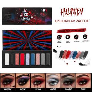 Coolstory Halloween Eye 9-Color Clown Eyeshadow High-Pigment Matte Cosplay Party Stage Creative Makeup