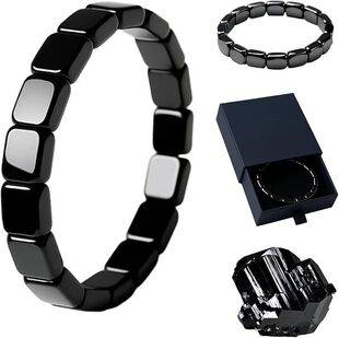 Cross-Border Amazon Best-Selling Hematite Black Gallstone Elastic Square Beaded Bracelet for Men and Women Apple