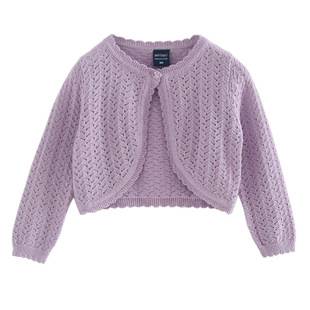 Korean-style Hollow-out Girl's One-button Shawl Long-sleeved Jacket Baby's Air-conditioning Shirt Summer Thin Children's Knitted Cardigan